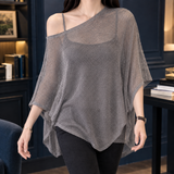 Perpetua Asymmetric Knit Top - Gray