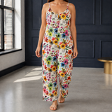 Lucia-Skye Scoop Neck Jumpsuit - Flowers