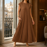 Willa Pleated Maxi Dress - Brown