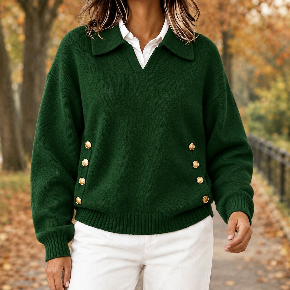 Leila-Louise Collared Sweater - Green