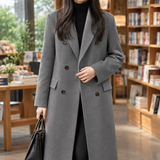 Guinevere-Lane Double Breasted Overcoat - Elegant Gray
