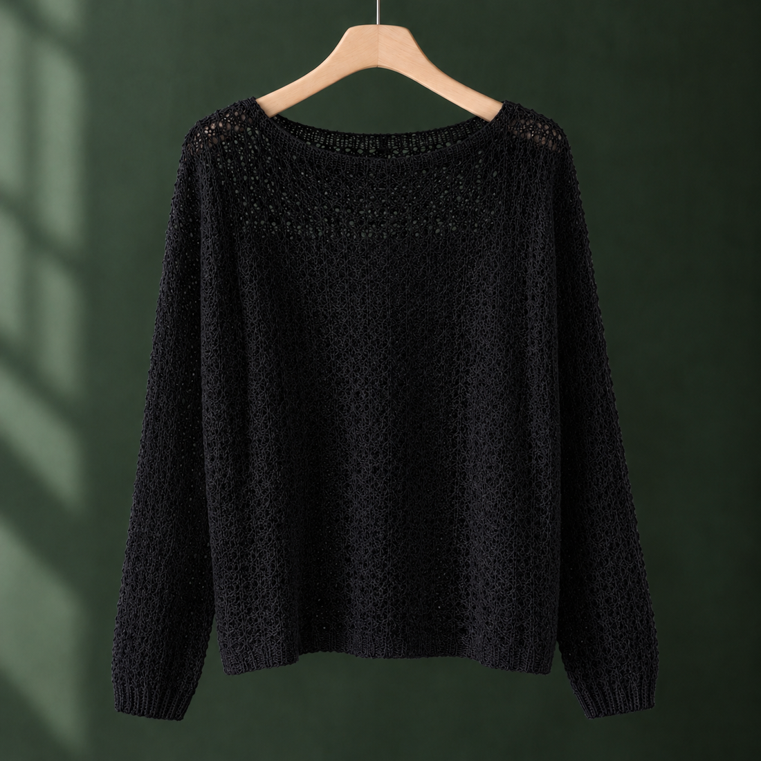 Lara-Jade Openwork Sweater - Black
