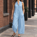 Melisande Barrel Leg Jumpsuit - Sky Blue