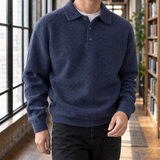 Alderic Chenille Polo Sweater - Denim Blue