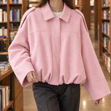 Clemence-Marie Suede Bomber Jacket - Pink