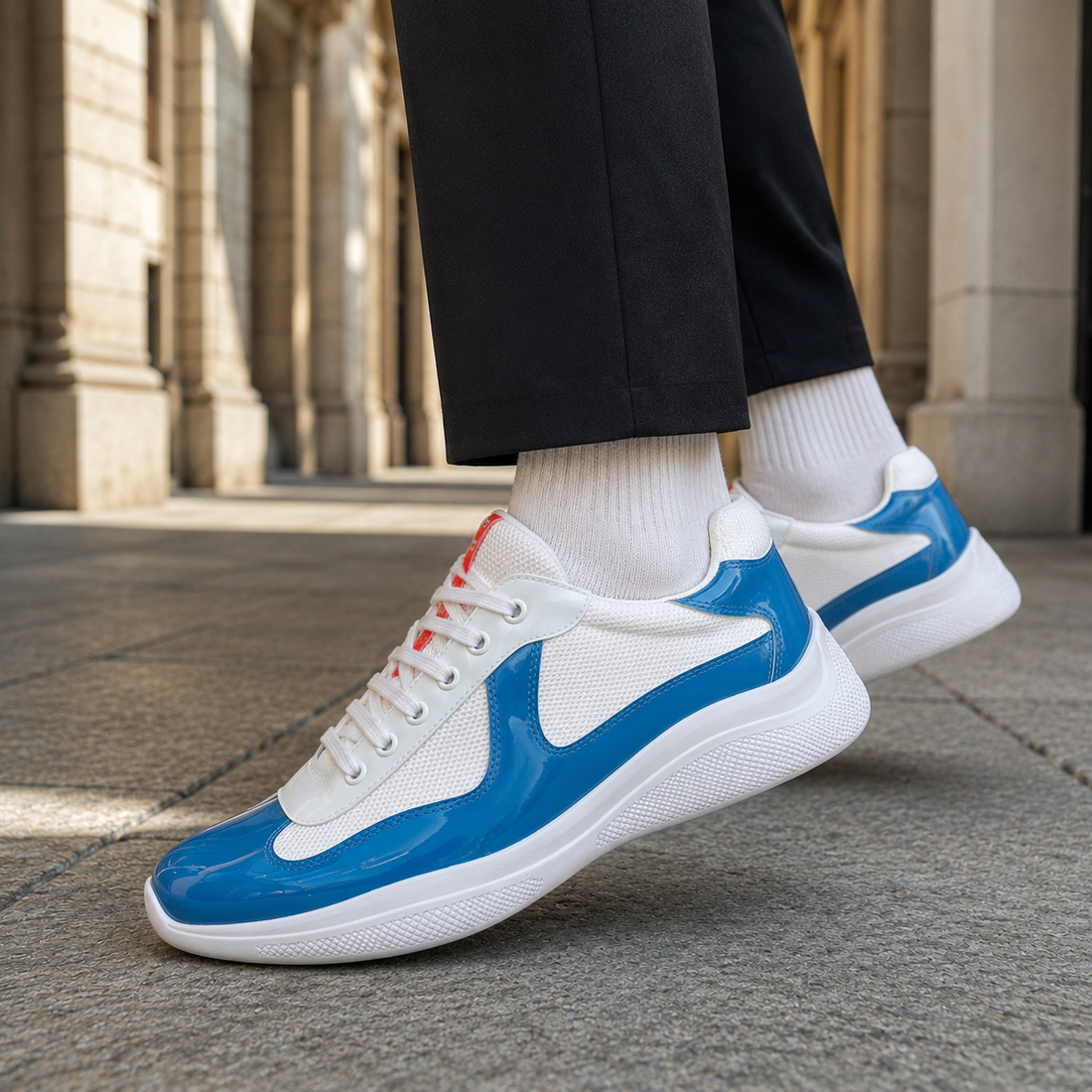 Negroni Leather Sneakers - Blue And White