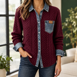 Adrienne-Lane Cable Knit Overshirt - Burgundy