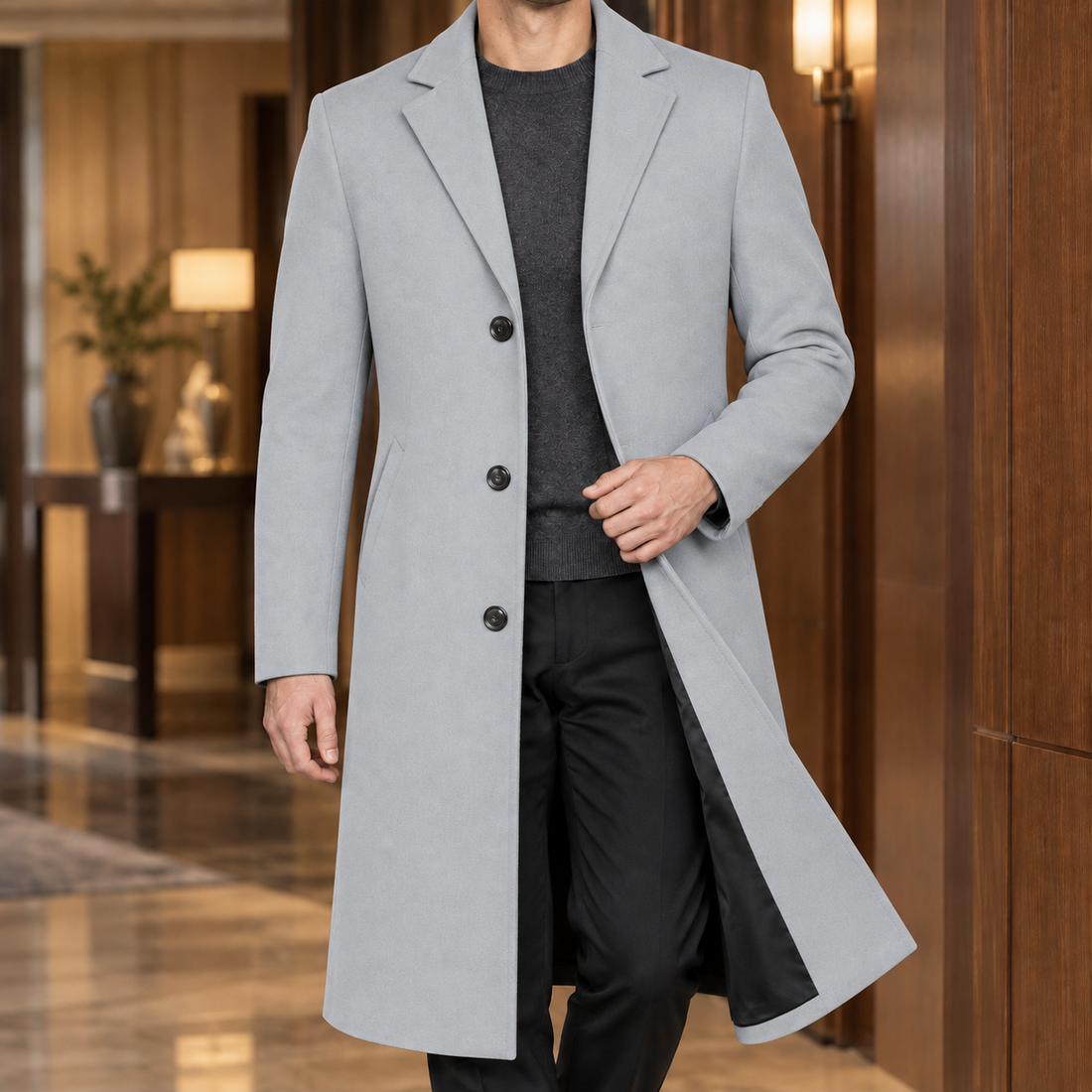 Austin Tailored Overcoat - Light Gray