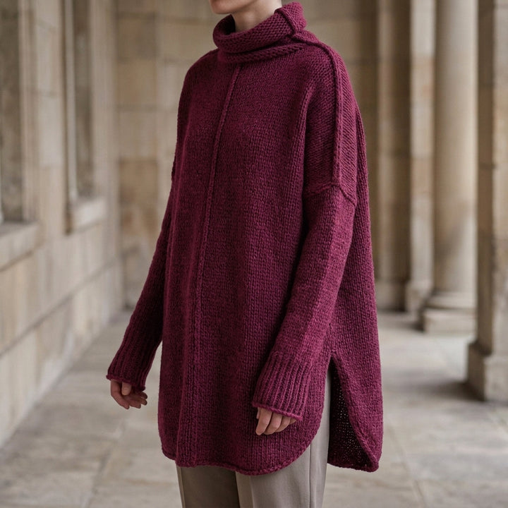 Florence Stacked Collar Sweater - Deep Red