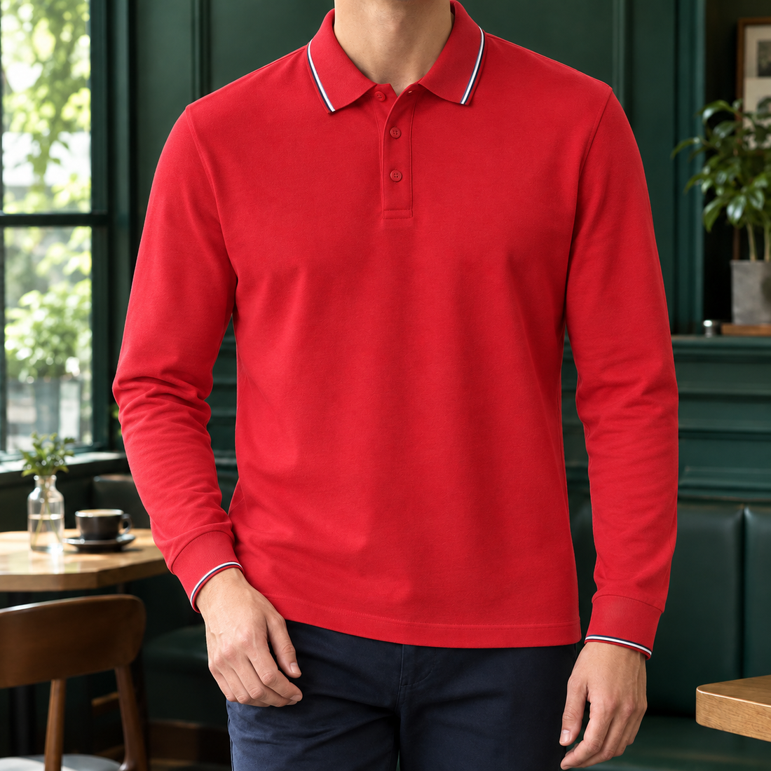 Lothaire Tipped Polo - Red