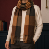 Westcott Fringed Scarf - Marron Gris À Carreaux
