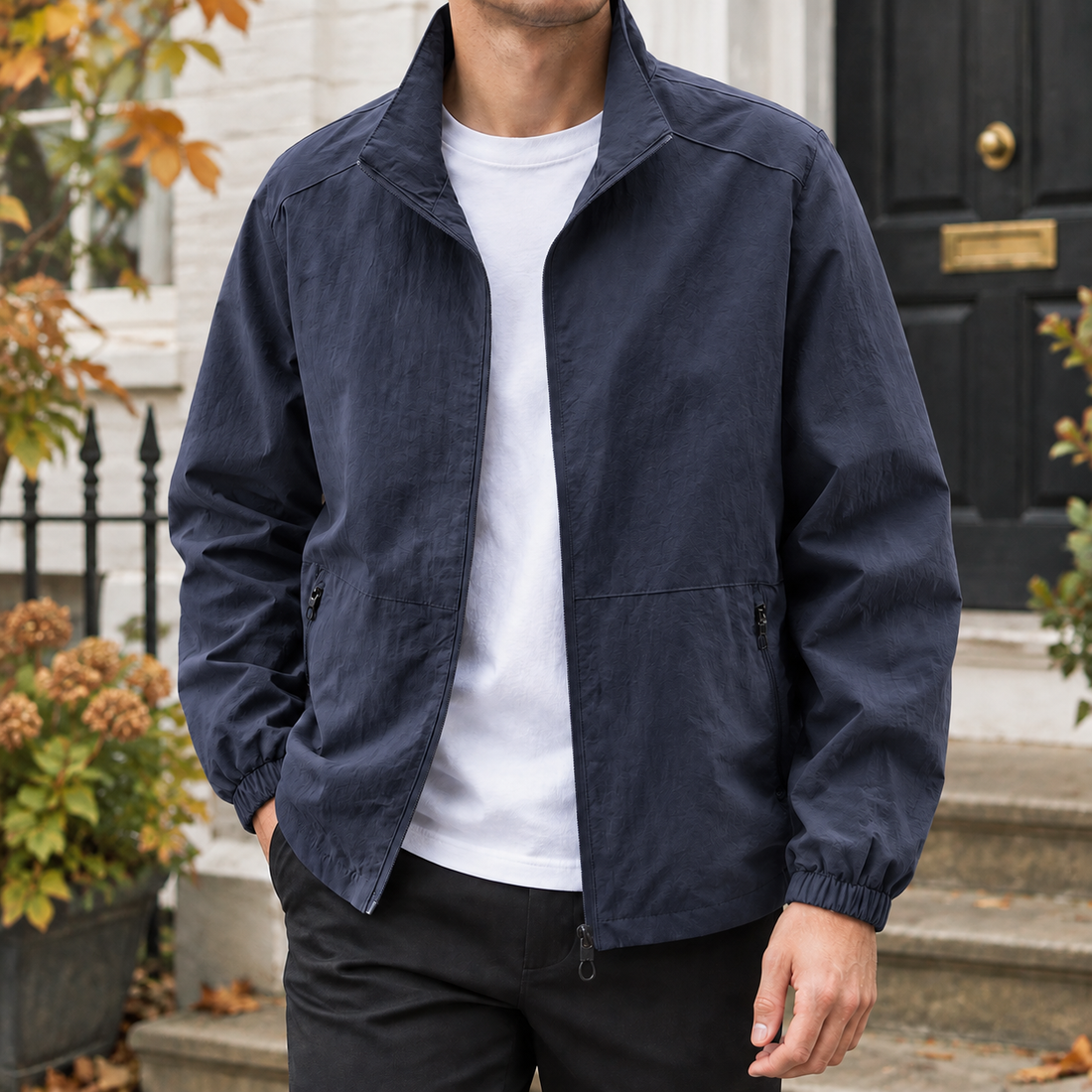 Sterling Stand Collar Jacket - Dark Blue