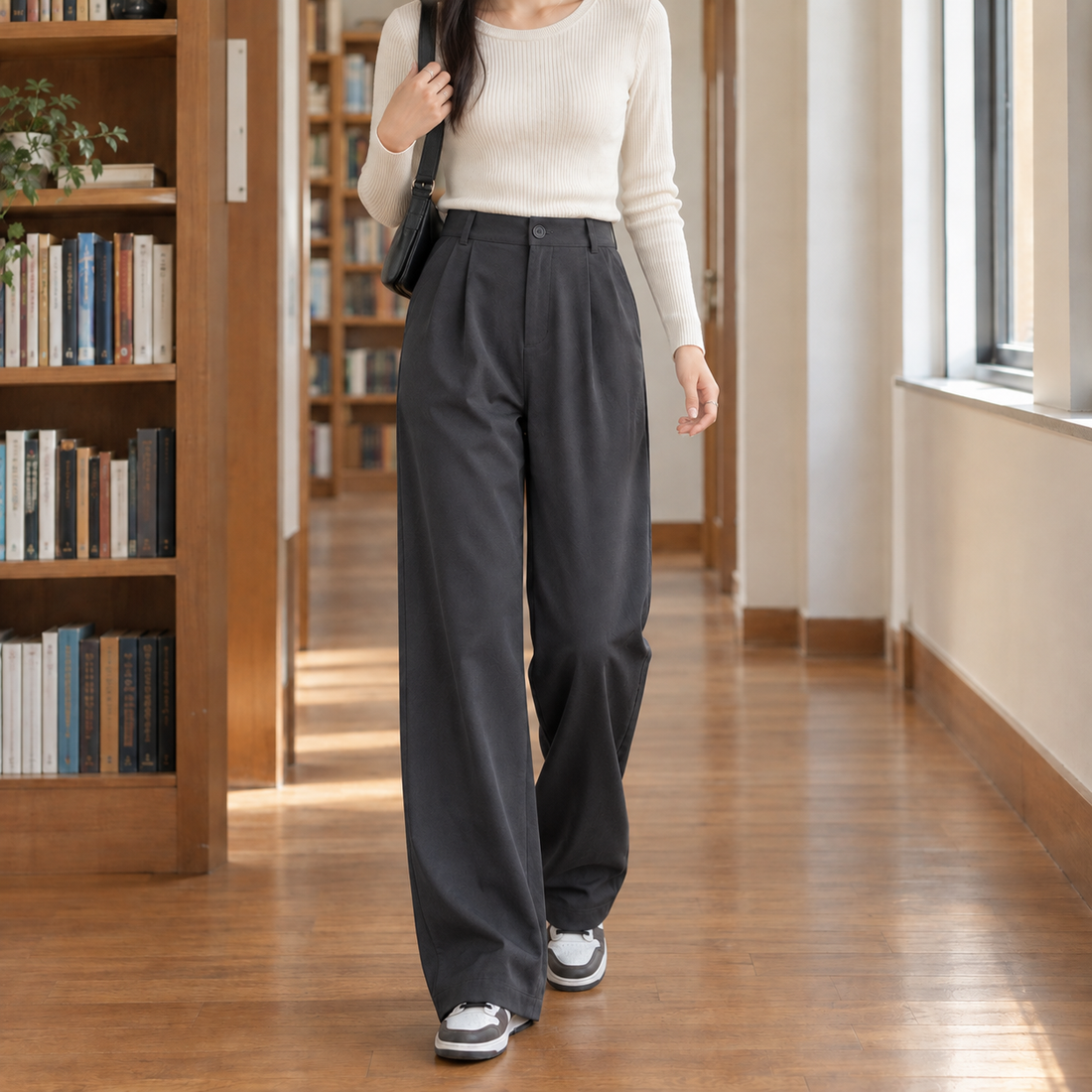 Carlotta-June Wide Leg Pants - Dark Gray-mop