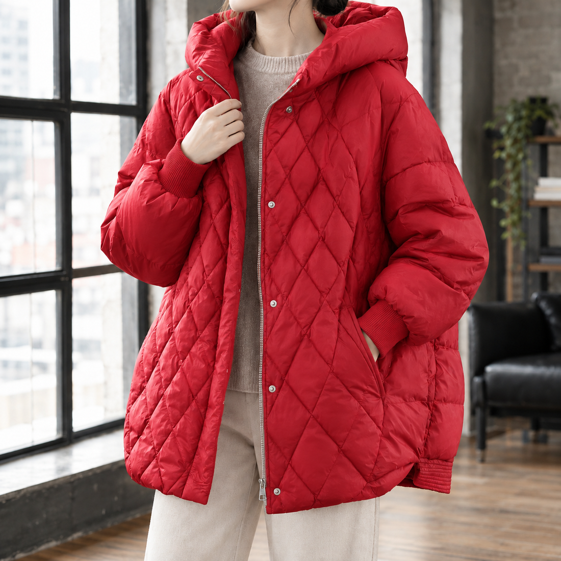 Elise-Jade Quilted Jacket - Red