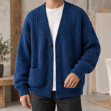 Wyatt Ribbed Cardigan - Navy Blue