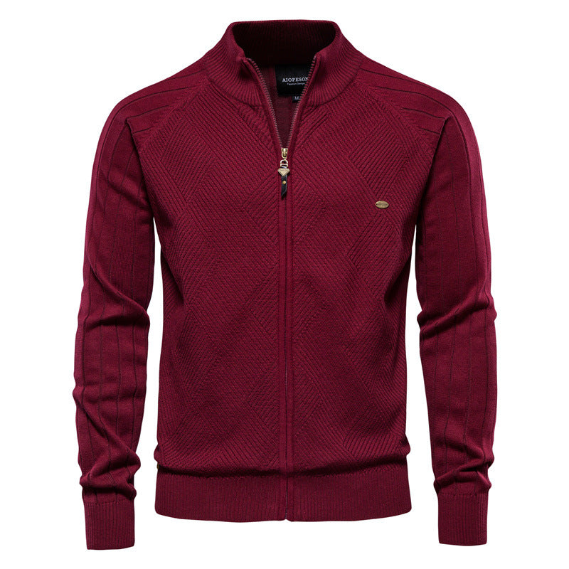 Benedict Zip Cardigan - Burgundy