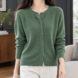 Michelle Round Neck Cardigan - Pine Green