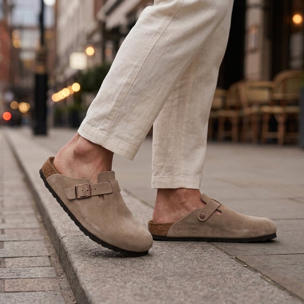 Lorenzo Suede Mules - Light Beige