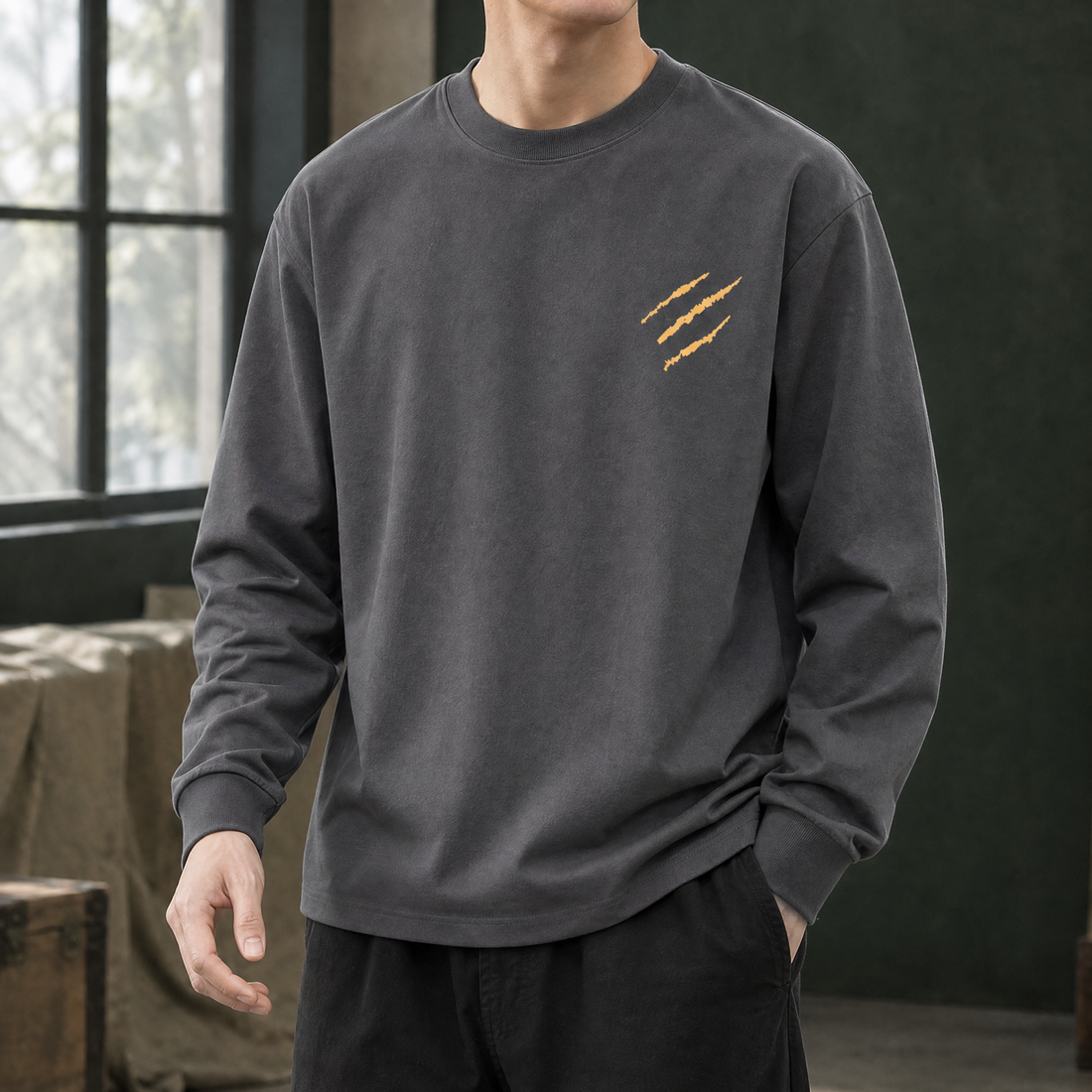 Romano Crew Neck Sweater - Dark Gray