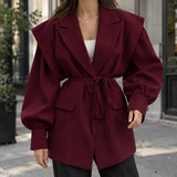 Valentina-Claire Sculpted Jacket - Wine Red