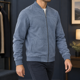 Hadrian Suede Bomber Jacket - Sea ​​blue