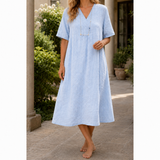 Anouk-Kate Crinkle Midi Dress - Blue