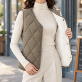 Annabeth Quilted Vest - Plus Velvet Khaki
