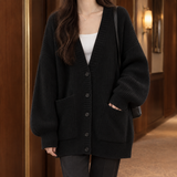 Ines-Faye Ribbed Cardigan - Black