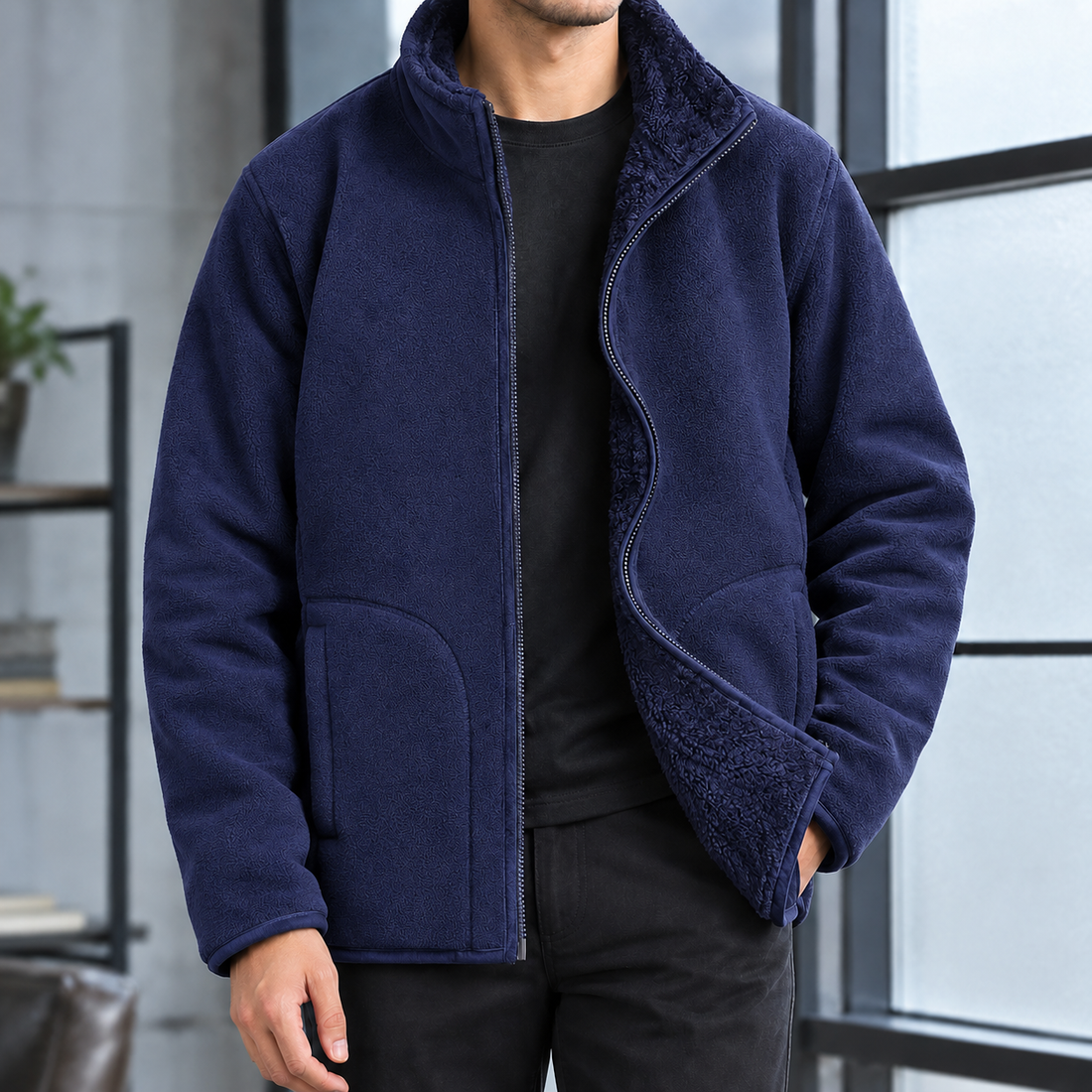 Vaughn Fleece Lined Jacket - Dark Blue