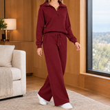 Fernanda-Sage Wide-Leg Set - Wine Red