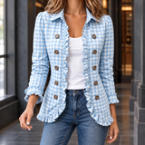 Marina-Louise Gingham Jacket - Sky Blue