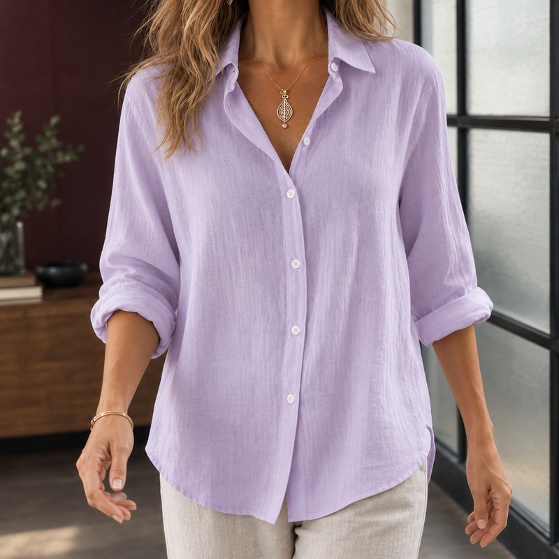 Mallory-Grace Linen Blend Shirt - Light Purple