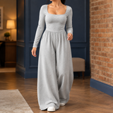 Sylvaine-Claire Wide Leg Jumpsuit - Light Gray