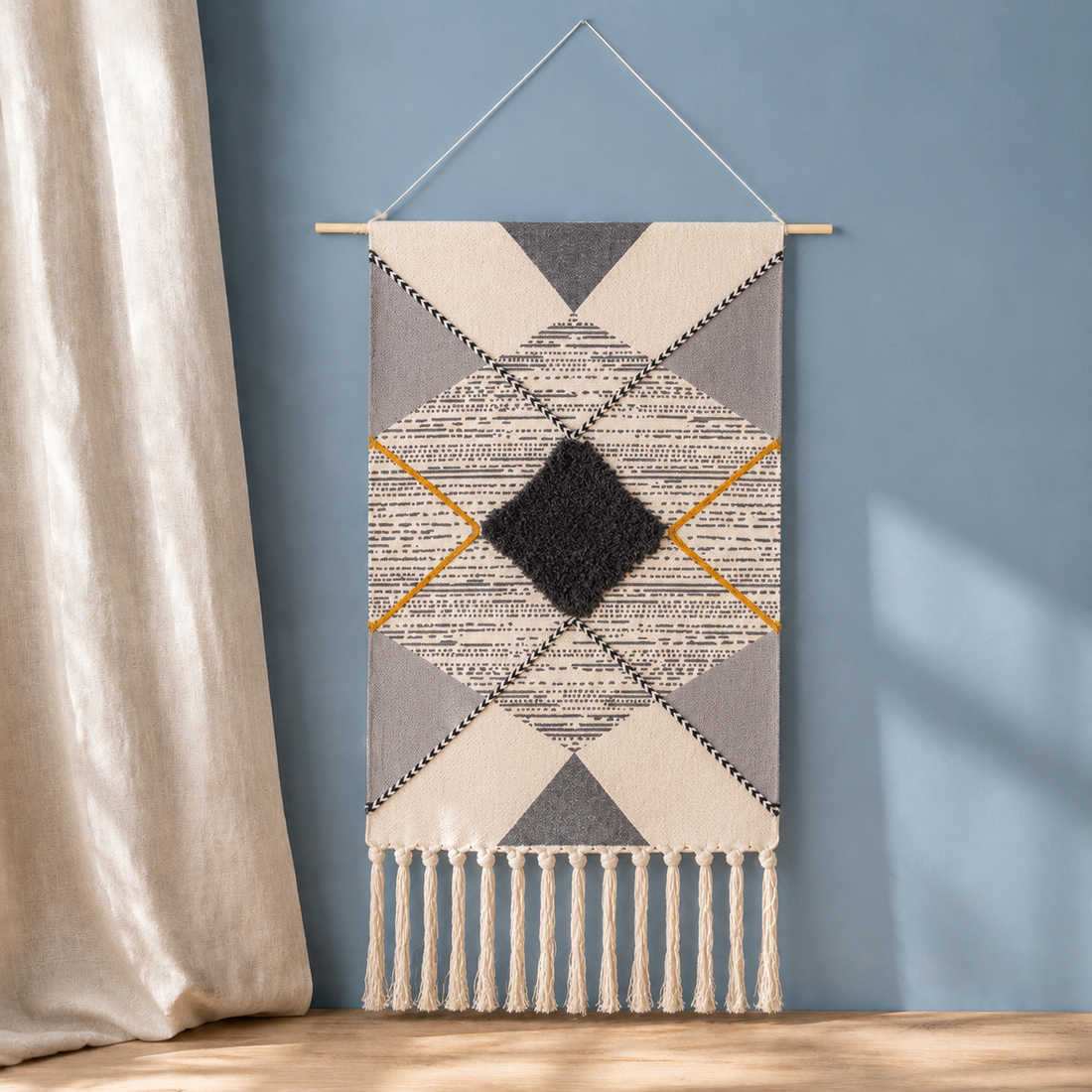 Florian Geometric Wall Hanging - Charcoal Geometric
