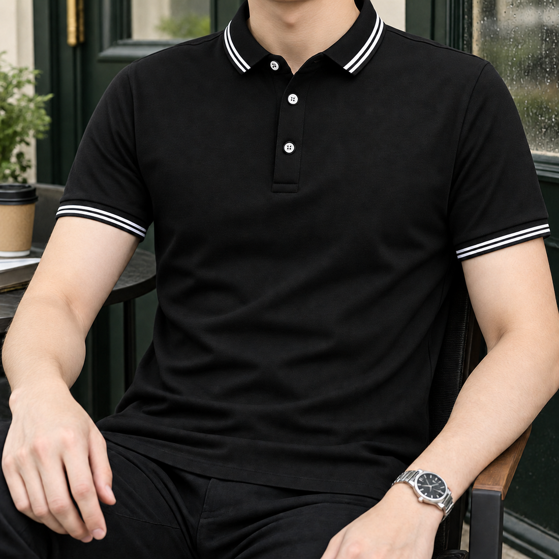 Marcus Relaxed Polo - Black Solid