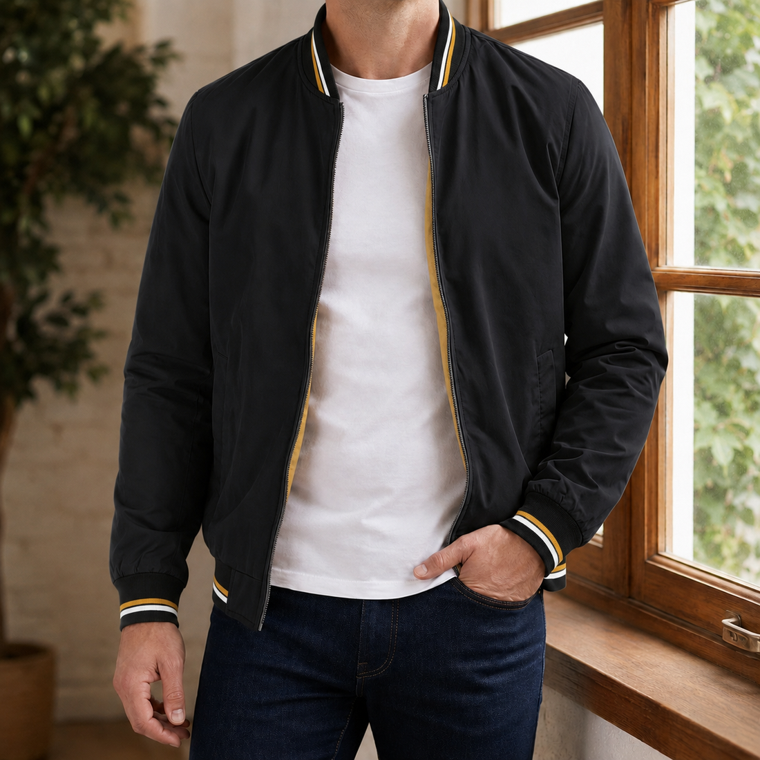 Rufus Lightweight Bomber Jacket - Black