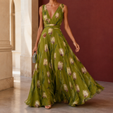 Annabel-Lane Plunge Maxi Dress - Green