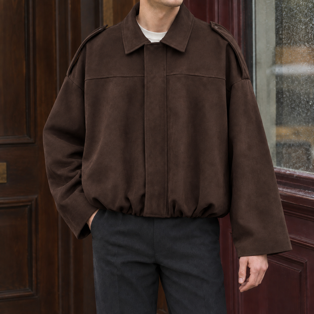 Marco Suede Bomber Jacket - Chocolate Brown