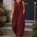 Veronique Wide-Leg Jumpsuit - Burgundy