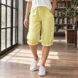 Olympia-Louise Relaxed Capri Pants - Lemon Yellow