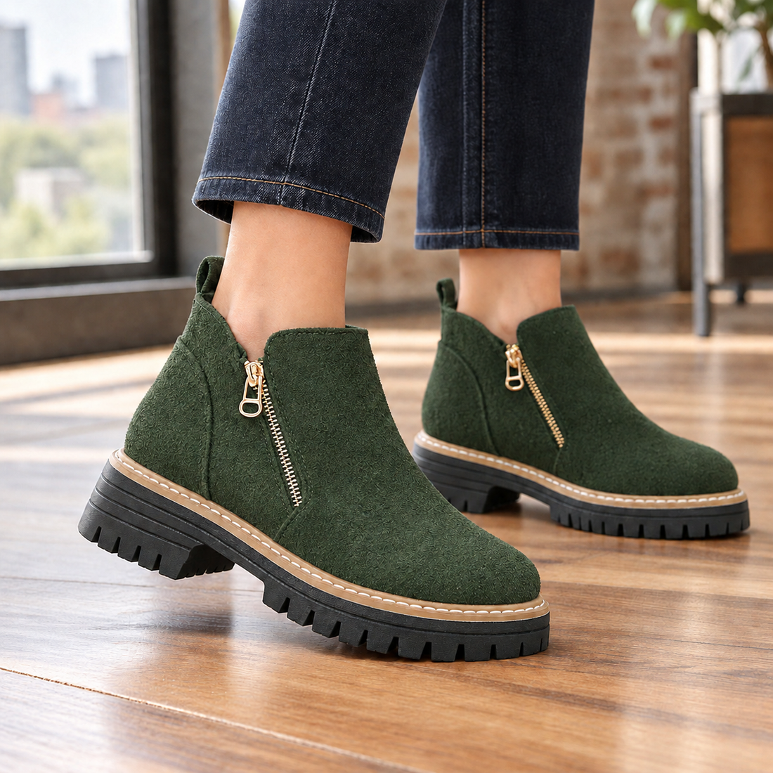 Zanetti-Como Zip Ankle Boots - Green