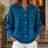 Angelique-Claire Plaid Overshirt - Navy Blue