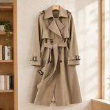 Salome-Sage Belted Trench Jacket - Khaki Plaid Lining