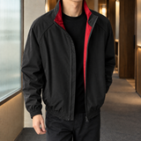 Conrad Stand Collar Jacket - Black Red