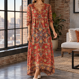 Natalie-Jade Relaxed Maxi Dress - Red Paisley