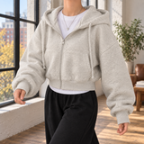 Hazel-Rae Cropped Zip Hoodie - Flowergrey 2