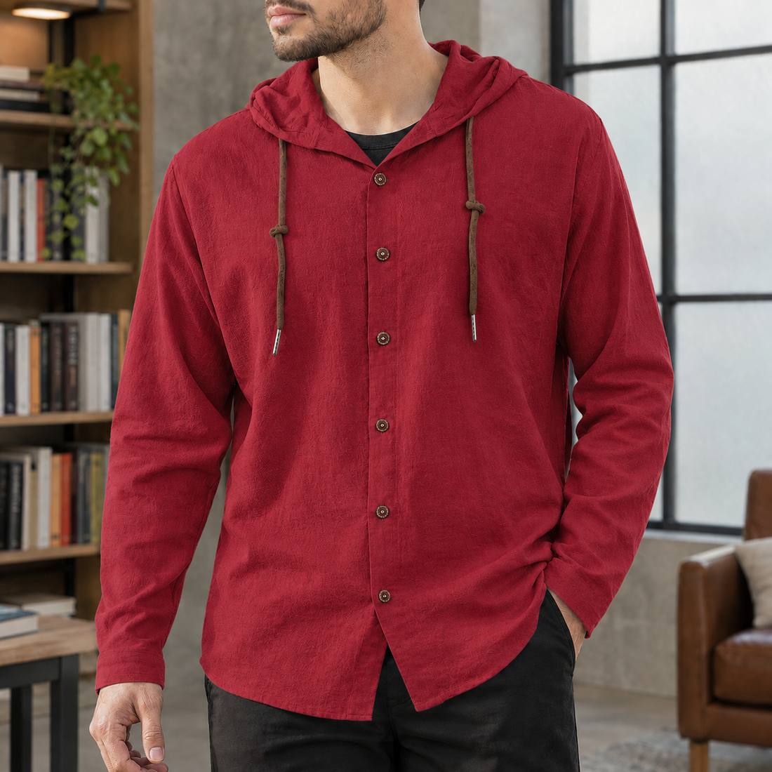 Dorian Hooded Hoodie - Wine Red