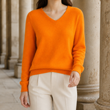 Ameline V Neck Sweater - Emma Orange