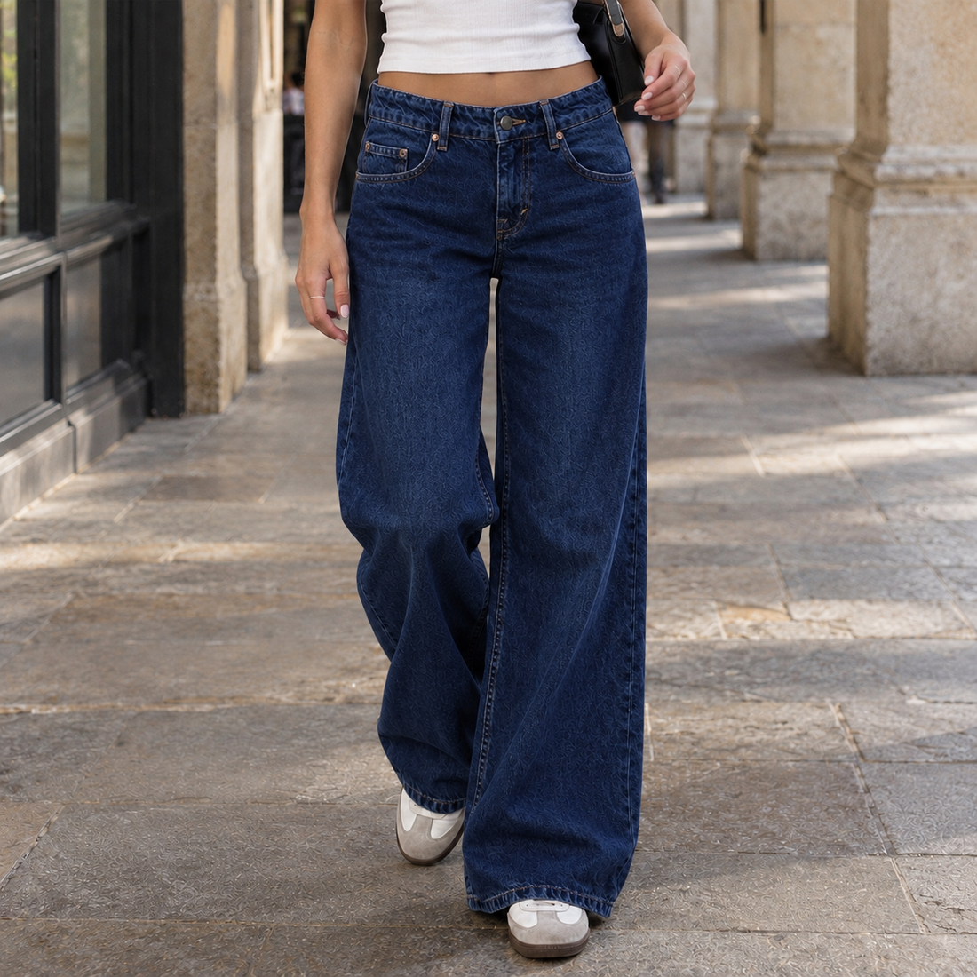 Edith-Louise Wide Leg Jeans - Dark Blue
