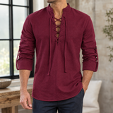 Ralph Lace-Up Shirt - Wine Red